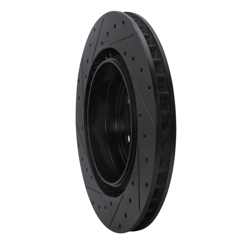 Lexus RC F Brake Rotor (1) - Rear - R1 Concepts - Drilled & Slotted - Black - `15-`22